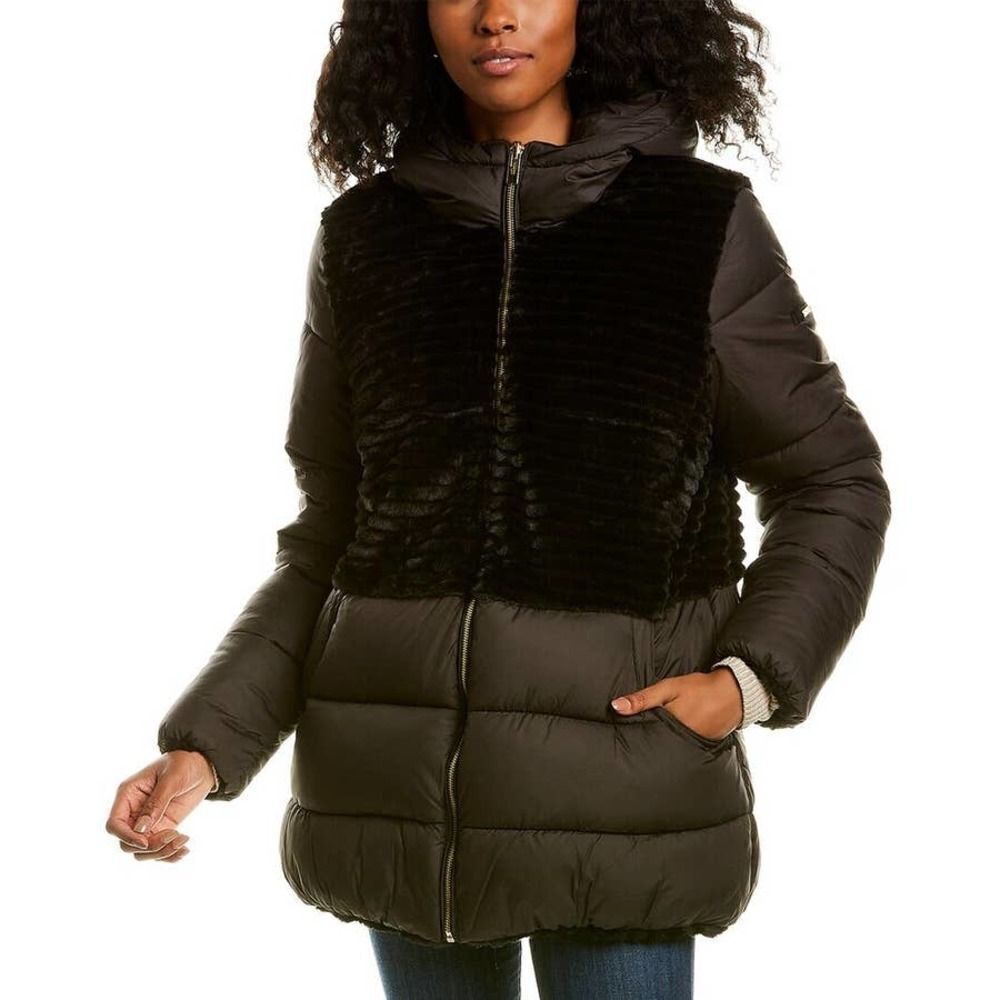VIA SPIGA Reversible Faux Fur Hooded Puffer Jacket